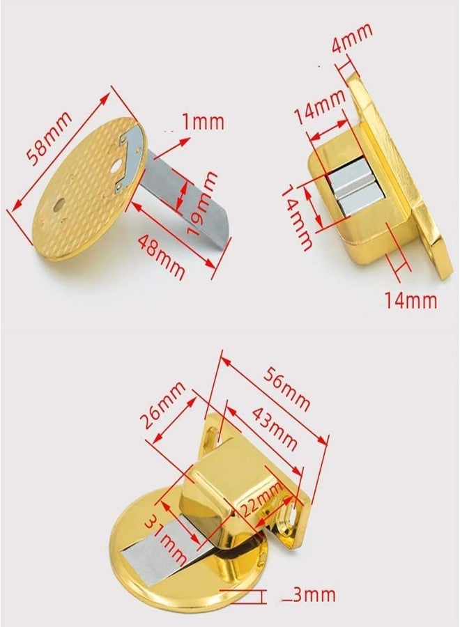ACHARAJ Strong Magnetic Door Stopper Metal Door Stop Heavy Duty Door Catch with 3M Self Adhesive Conceal Screws Floor Mounted (Gold) - Image 2